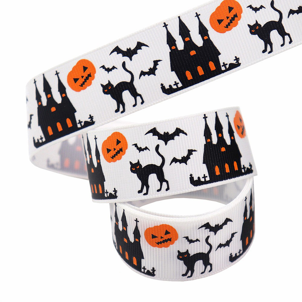 Casa embrujada calabaza gato-blanco-2,5 cm * 10 yardas