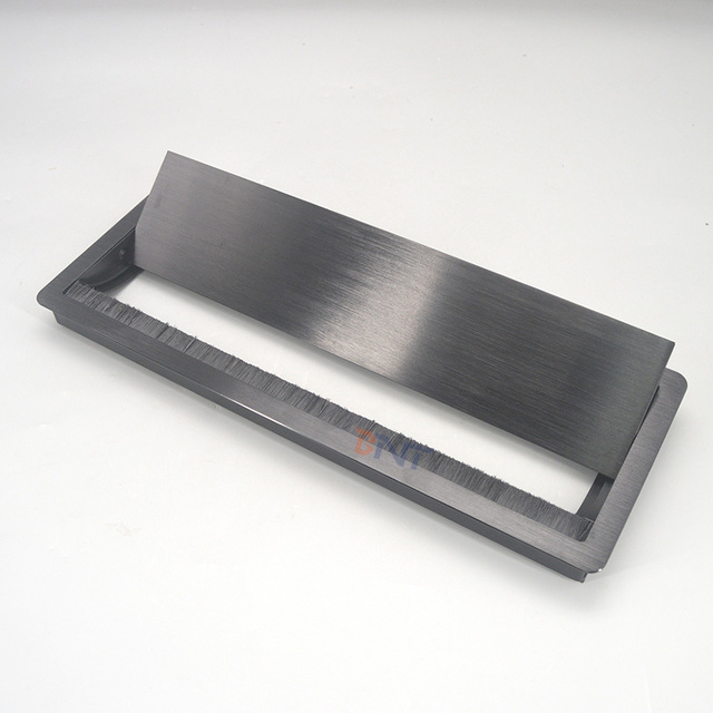 Conference Table Flip Cover Cable Cubby Aluminum Alloy Grommet Box Cable Cover Box Management With Brush