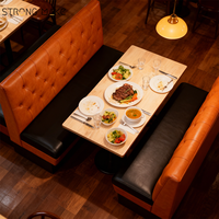 Ensemble de meubles de bar et de café rétro contemporain, table et chaises, ensemble de banquettes et de tables en cuir pour restaurant, pour l'intérieur