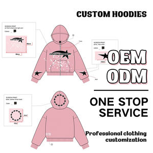 भारी वजन वाले ऊन हुडी पहने हुए कपास कट सीडब्ल्यू पूरे प्यूफ प्रिंट जिप पर विंटेज कढ़ाई पुरुषों के कपड़े निर्माता - Product Image 1