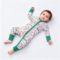 Combinaisons basiques pour enfants en fibre de bambou biologique avec fermeture éclair YKK, pyjama pour nouveau-né, bébé, ensemble de pyjamas, logo personnalisé ODM, unisexe, vente en gros, stock