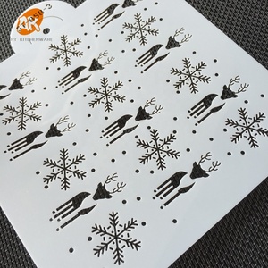 AK Giáng Sinh Bông Tuyết Tùy Chỉnh Hoàng Gia Icing Stencil Laser Cut Tranh Nhựa Template Cấp Thực Phẩm PET Cake Stencils ST-858 - Product Image 2