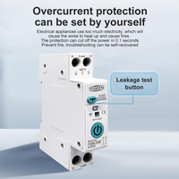 Interrupteur intelligent WIFI TUYA 63A TOMZN 1P+N avec compteur d'énergie, disjoncteur de mesure, protection contre les surtensions, les surintensités et les fuites, relais MCB