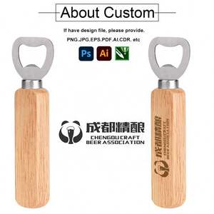 Décapsuleur en bois personnalisable avec logo, porte-clés pour bar, tire-bouchon, cadeau promotionnel pour fête, publicité, décapsuleur de bière en bois sur mesure - Product Image 2