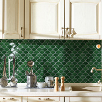 Azulejos Adhesivos 3D con Diseño de Escamas de Pescado, Revestimiento de Pared Removible para Cocina, Color Verde