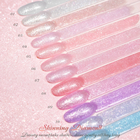 YouGel Gel UV pour ongles sans HEMA ni TPO, 12 couleurs, avec brillance diamantée, paillettes hautement réfléchissantes, éclat professionnel - Flacon pour manucure