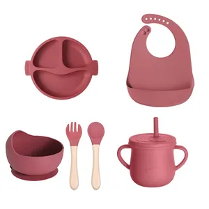eco friendly products 2023 silicone dinnerware baby bowl set baby bibs baby silicone plate