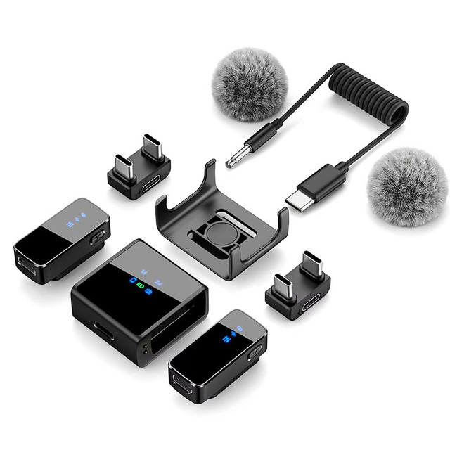 DT-M3 3-in-1 2.4G Wireless Lavalier Microphone for Camera Mobile Phone Live Stream Interview Lapel Microphone Style