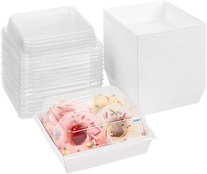 Venta al por mayor Kraft Sandwich Slice Cake <span class=keywords><strong>Cookie</strong></span> 5 pulgadas blanco cuadrado desechable alimentos contenedores panadería cajas - Product Image 4