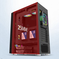 LOVINGCOOL OEM - Caja de Ordenador de Torre Media ATX para Oficina, con Panel Lateral de Vidrio Templado, Puertos USB Frontales, Caja de Torre para Juegos de PC