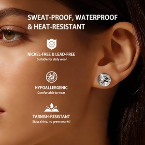 Boucles d'oreilles Joker 5A en zircon chiffres romains, boucles d'oreilles simples et rondes pour femmes, boucles d'oreilles en acier inoxydable 316, bijoux en gros - Product Image 4