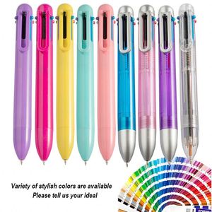 Stylo bille multicolore 6 couleurs en 1 personnalisé pas cher avec logo, cadeaux promotionnels pour étudiants, fournitures de bureau et scolaires - Product Image 2
