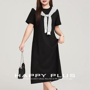 เดรสเสื้อยืดรันฉี คอกลม ทรงหลวม สีดำ ยาว/สั้น ไซส์พลัส ชุดลำลองสำหรับผู้หญิง สวมใส่ได้ทุกวัน - Product Image 4