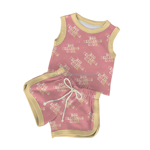 Set di <span class=keywords><strong>Abbigliamento</strong></span> Estivo Personalizzato per Bambine, Due Pezzi Senza Maniche, Canotta e Pantaloncini con Stampa Floreale e Sorriso - Product Image 6