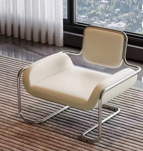 Sedia di Design Nordico in Acciaio Inox Stile Medievale, Poltrona Singola Minimalista di Lusso per Soggiorno e Reception - Product Image 1