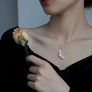 Collar de Perlas de Agua Dulce Naturales Francesas, Estilo Luna Creciente, Cadena de Clavícula Retro, Estilo Diosa, Inmortal - Product Image 4