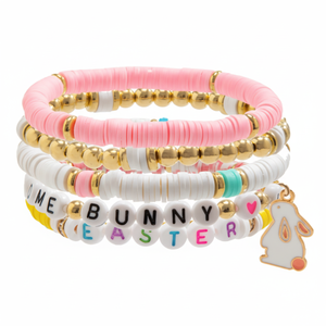 Nouveaux bijoux personnalisés 5 couches lettre Bracelet perlé cadeau de Pâques filles Bracelet avec breloque lapin - Product Image 1
