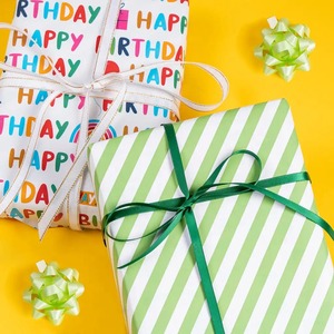 Custom Happy Birthday Printed Art <b>Paper</b> <b>Roll</b> 100GSM Double Side PE Coated Recyclable Eco-Friendly Gift <b>Wrap</b> Digital Printing - Product Image 3
