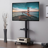 Carrito de TV Rodante Moderno con Acero Aleado y Vidrio Templado para TV LCD de 32-75 Pulgadas, Mueble para Oficina en Casa