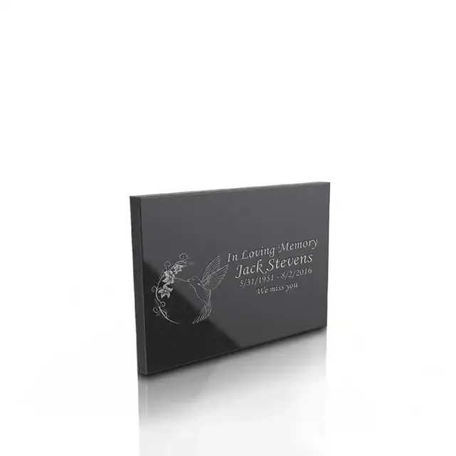 Black Granite Tombstone Monument Outdoor Memorial Plaque Custom Engraved European Style Curved Technology