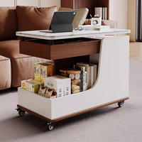 Table mobile Table basse Petit appartement Salon Trolley Rock Slab Multi-functional Lifting Solid Wood Creative Cabinet