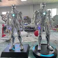Décoration de la maison personnalisée en usine sculpture de figurine robot fille en fibre de verre de taille réelle avec lumière LED pour la décoration intérieure de l'hôtel