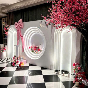 Arco de Fondo Iluminado con LED Acrílico Blanco, Diseño Simple, Tamaño Personalizable, Uso Interior/Exterior para Bodas, Despedidas de Soltera, Fotografía - Product Image 1