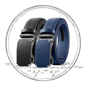 Ceinture habillée pour homme en cuir de vachette de qualité supérieure avec boucle automatique en cuivre – Ajustable, étanche, livrée en coffret cadeau - Product Image 2