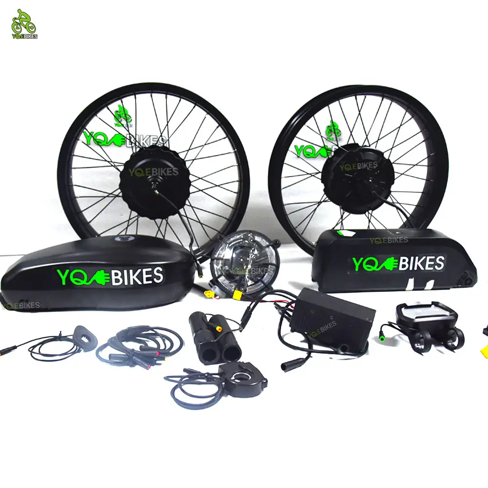 Kit de motor de bicicleta elétrica, novo poderoso dual drive 48v3000w, bateria dupla, kit de motor de bicicleta, sistema de energia