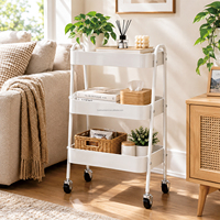 Chariot de rangement mobile multi-niveaux pour la maison avec roulettes, pour snacks, gain de place, 3 niveaux, pour chambre et cuisine