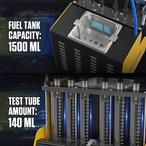 Máquina de Prueba y Limpieza de <span class=keywords><strong>Inyectores</strong></span> de Combustible Ultrasónica con Función de Calentamiento para Motores de 4 Cilindros Amarilla y Negra - Product Image 3