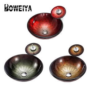 Más Popular redondo rojo moderno barato precio lavabo encimera Pedestal vanidad <span class=keywords><strong>de</strong></span> lavado <span class=keywords><strong>de</strong></span> lavabo y baño cuenca - Product Image 6