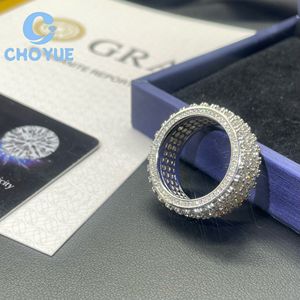 Factory <b>925</b> Sterling <b>Silver</b> Custom 3 Rows VVS Moissanite <b>Ring</b> Ice Out Eternity Band Hip Hop for Men Pass Diamond Tester GRA - Product Image 4