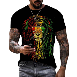 Camisetas Digitales de Verano para Hombre, Cuello Redondo, Manga Corta, Estilo Urbano Hip-Hop, Holgadas, 100% Algodón Tejido, Secado Rápido, Transpirables - Product Image 1