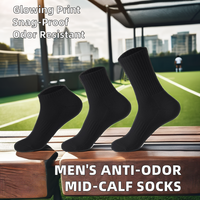 Chaussettes de sport noires pour hommes, anti-odeur, en coton écologique, jetables, couleur unie, décontractées, printemps, logo personnalisé