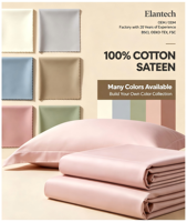 Ensemble de draps en coton biologique solide, collection de literie en satin 100% coton 60S