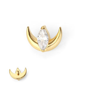 Boucles d'oreilles clous personnalisées Lotus en or massif 9K 14K 18K, pour cartilage et hélix, bijoux fins de piercing - Product Image 5