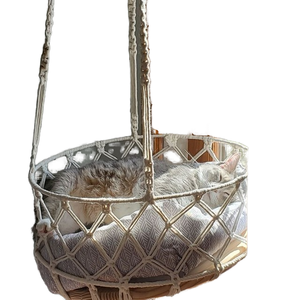 Motif solide bohème chat hamac tissé à la main lit pour animaux de compagnie berceau confortable suspendu cage panier pour <span class=keywords><strong>baie</strong></span> vitrée - Product Image 3