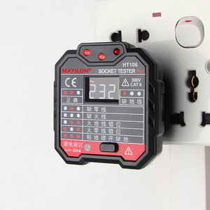 Bonajay ht106b USA cắm đo điện áp Tester gfci 5mA Ổ cắm điện ổ cắm Tester Đen + Đỏ nhựa 1 năm bảo hành - Product Image 4