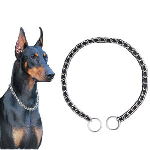 Collar grande para mascotas de acero inoxidable para perros con cadena plana de estilo occidental, P cadena plana, correa para perros, cadena para perros con patrón de animales - Product Image 5