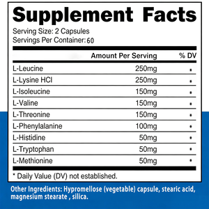 Cápsulas de Aminoácidos Esenciales EAA de Marca Privada OEM, 1200 mg por Porción, 120 Cápsulas, Suplemento Dietético de 9 Aminoácidos Esenciales - Product Image 2
