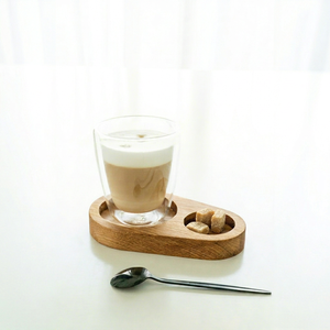 Natural Solid Wood Serving Tray Cup Holder And Sugar <b>Cubes</b> Slot for Home Kitchen Restaurant and Cafe Display and <b>table</b> serving - Product Image 1
