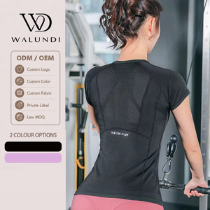 <span class=keywords><strong>เสื้อ</strong></span>โยคะ<span class=keywords><strong>ผู้หญิง</strong></span> แขนสั้น ผ้าตาข่ายด้านหลัง ระบายอากาศ แห้งเร็ว ทรงเข้ารูป สำหรับวิ่ง ฟิตเนส กีฬา และโยคะ - Product Image 1