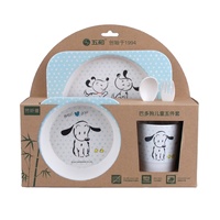 Service de table en mélamine WUHE, motif dessin animé, ensemble de vaisselle pour enfants avec assiette compartimentée, tasse, bol, fourchette et cuillère