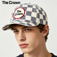Casquette de baseball vintage lavée personnalisée de haute qualité avec patch tissé à carreaux et broderie sur visière incurvée – Vente en gros