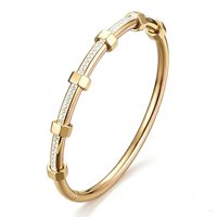 Resoul 18k Vergoldetes Schrauben-Armband mit Zirkonia, Luxuriöses Bambus-Damenarmband aus Edelstahl für den Sommer