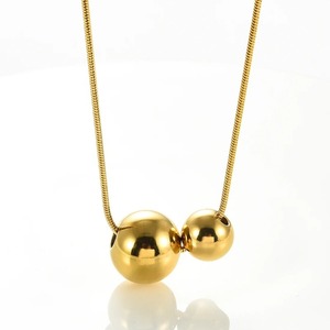 Collier tendance en acier inoxydable avec grandes et petites perles, breloques unisexes minimalistes couleur or et argent, cadeau de fiançailles - Product Image 3