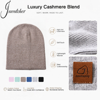 Jxwatcher Bonnets en cachemire tricotés doux et chauds pour l'hiver, à double couche, style décontracté, pour hommes et femmes, avec logo personnalisé