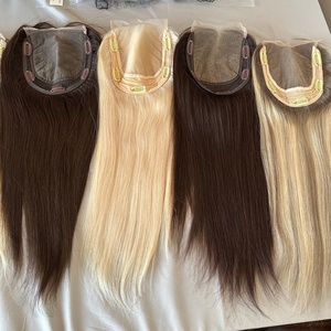 Topper con Chiusura in Pizzo per Capelli Europei, con Retro in Trama, 100% Capelli Umani Vergini, con Divisione a Destra, per Sistema di Integrazione a Rete per Parrucche - Product Image 5