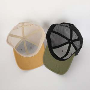 Diseño de alta calidad Gorras de 6 paneles al por mayor gorra de camionero de moda personalizada parche de cuero Logo gris algodón deporte clásico sombrero de malla - Product Image 6